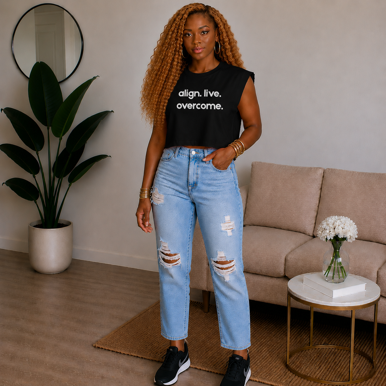 T Shirt- Align. Live. Overcome. Cropped Sweatshirt